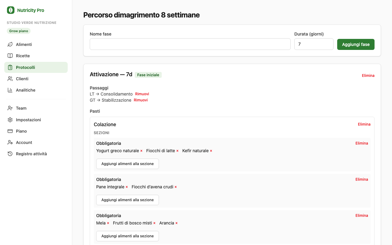 Editor dei protocolli: fasi e condizioni